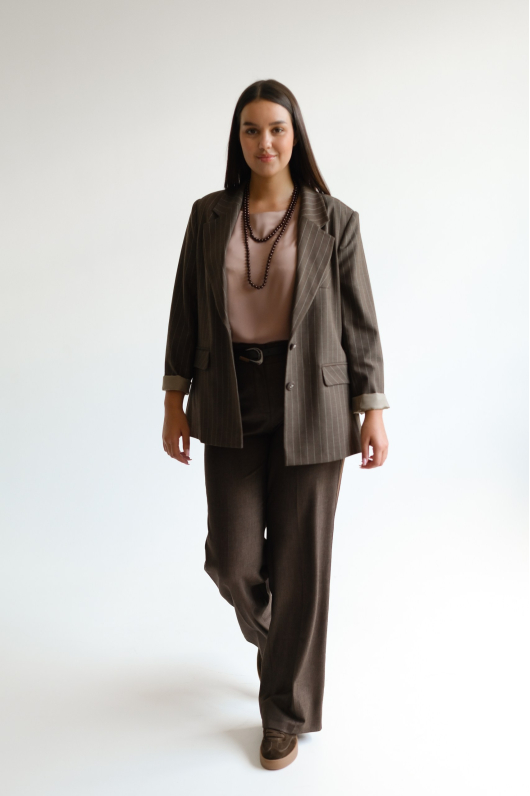 Жакет прямого кроя в полоску